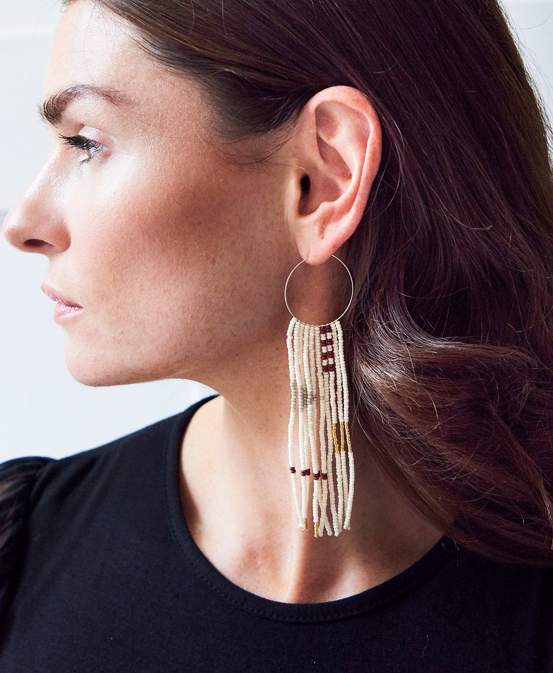 Pembetatu Small Hoop Earrings - PINK/GOLD/BLACK/TAUPE