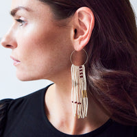 Pembetatu Small Hoop Earrings - PINK/GOLD/BLACK/TAUPE