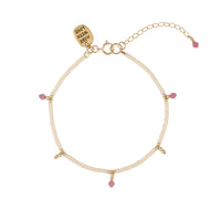 Semi Precious Utulivu 5 Drop Bracelet - MIXED PINKS/GOLD