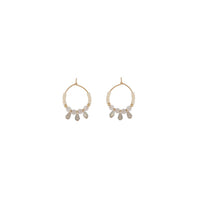 Semi Precious XS Hoops With Teardrops - MIXED PINKS/TRANSLUCENT GRAY/GOLD