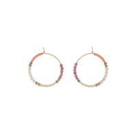 Semi Precious Small Assorted Beaded Hoops - MIXED PINKS