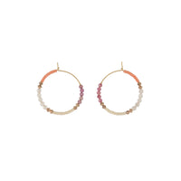 Semi Precious Small Assorted Beaded Hoops  - MIXED PINKS