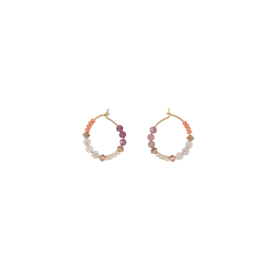 Semi Precious XS Assorted Beaded Hoops - MIXED PINKS