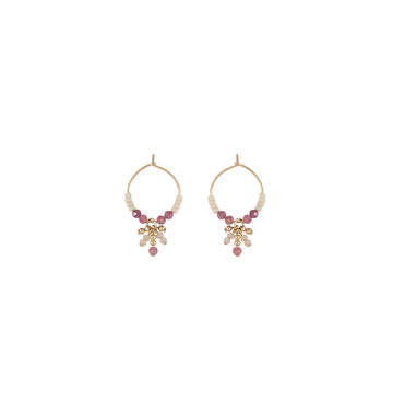 Semi Precious XS Hoops With Cluster - MIXED PINKS/GOLD