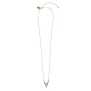 Semi Precious Utulivu Necklace With Beaded Cluster - MIXED PINKS/GOLD