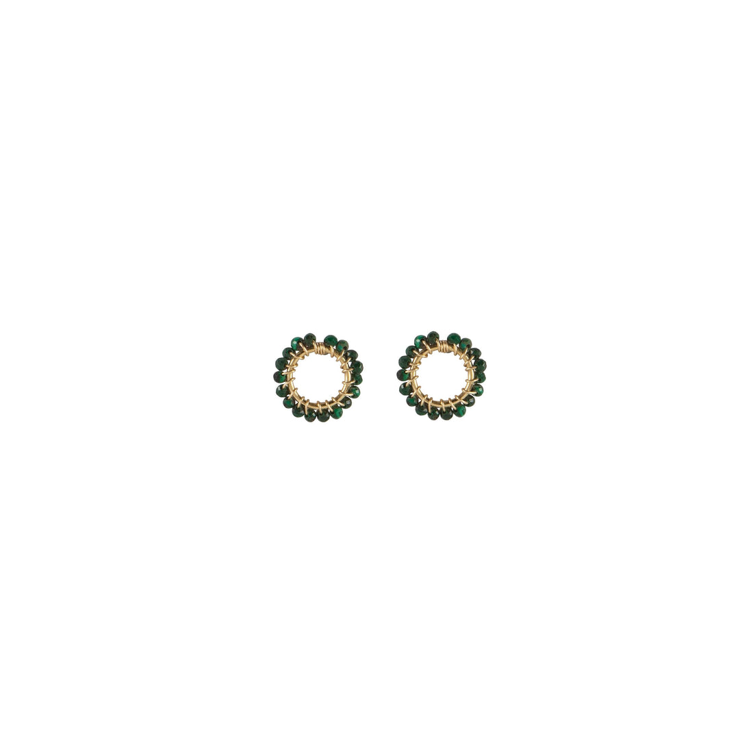 Mini Circle Malachite Earrings - MALACHITE/GOLD