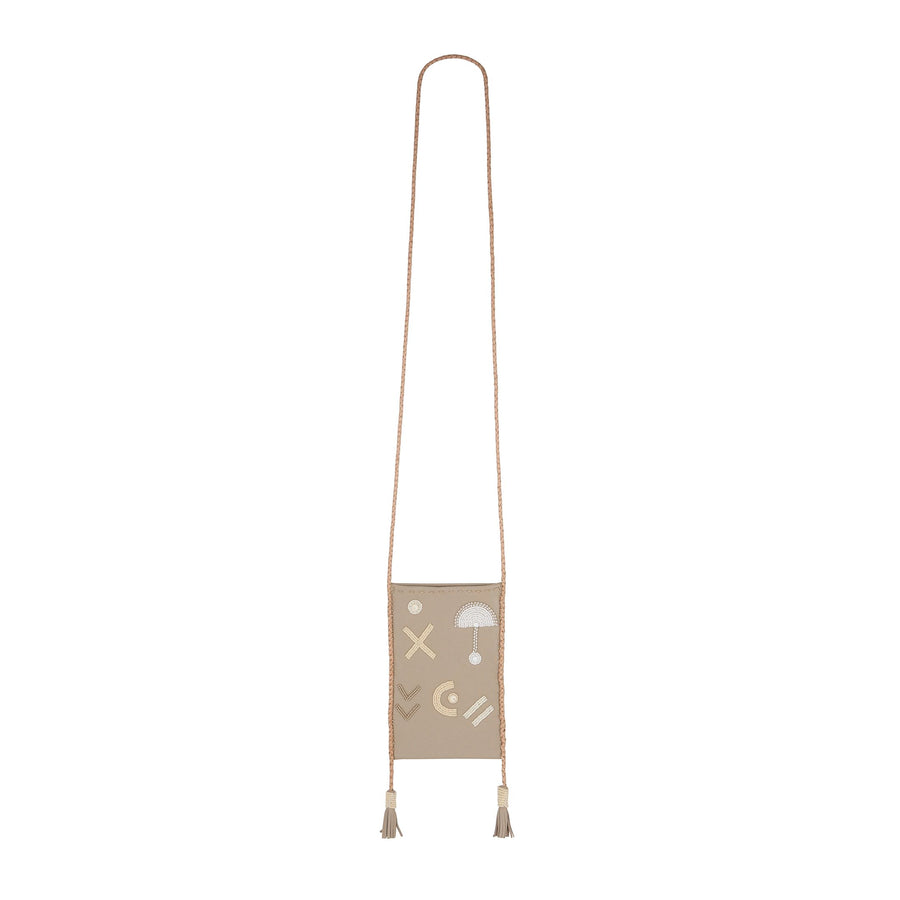 Beaded Shoulder Pouch - SAND/WHITE/TAUPE