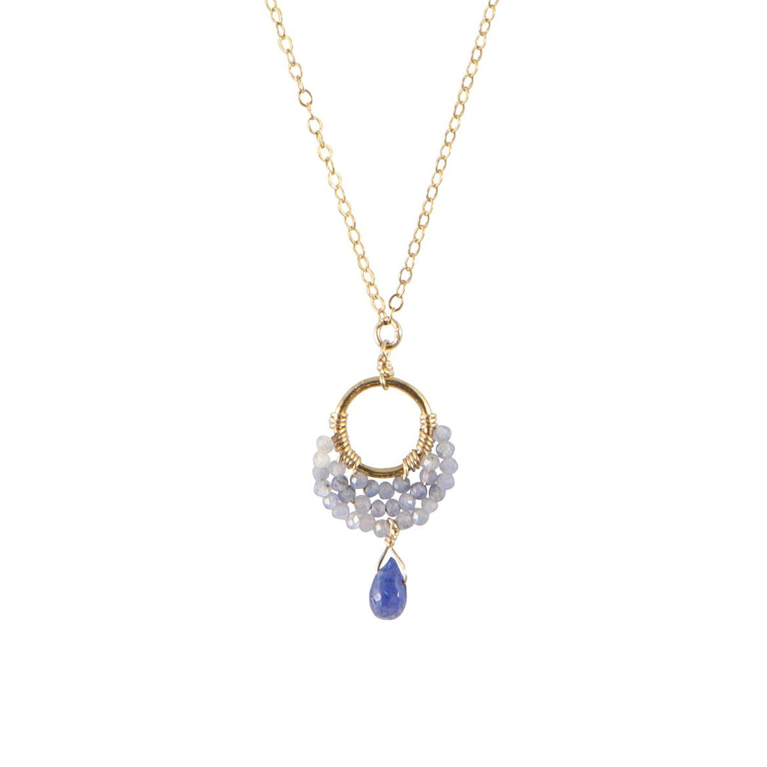 Crescent Moon Tanzanite Necklace On Chain - LAVENDER TANZANITE/GOLD