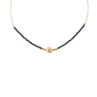 Pearl Malachite Necklace on Chain - MALACHITE/PEARL/GOLD