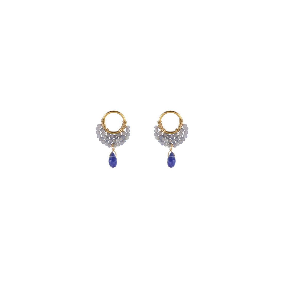 Crescent Moon Tanzanite Earrings - LAVENDER TANZANITE/GOLD