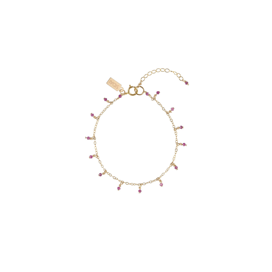 Chain Bracelet With Ruby Beads - RUBY/GOLD