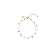 Chain Bracelet With Ruby Beads - RUBY/GOLD
