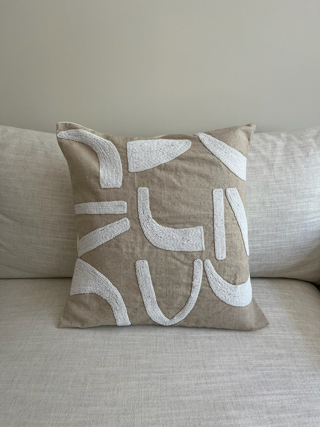 Custom Raw Linen Abstract Cushion