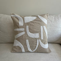 Custom Raw Linen Abstract Cushion