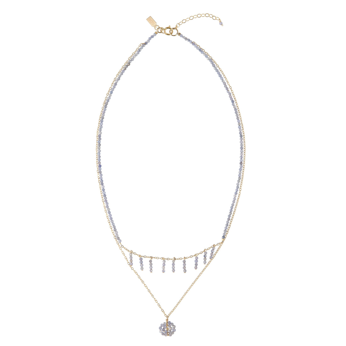 Layered Tanzanite Necklace With Bars and Disk - TANZANITE/GOLD