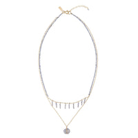Layered Tanzanite Necklace With Bars and Disk - TANZANITE/GOLD