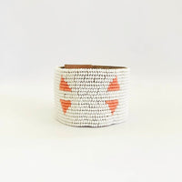 Wide Leather Triangle Bracelet - WHITE/SALMON