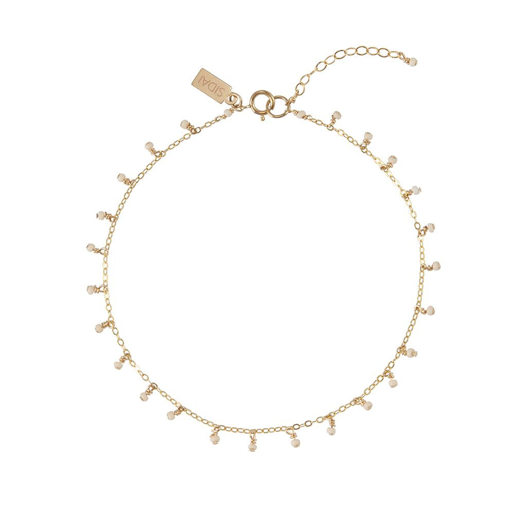 Chain Anklet With Single Beads - PINK/GOLD