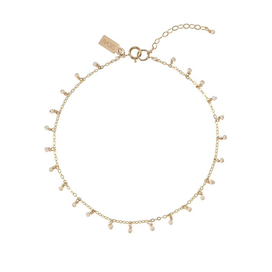 Chain Anklet With Single Beads - PINK/GOLD