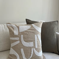 Custom Raw Linen Abstract Cushion