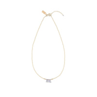 Simple Beaded Necklace With Tanzanite Bars - PINK/TANZANITE/GOLD