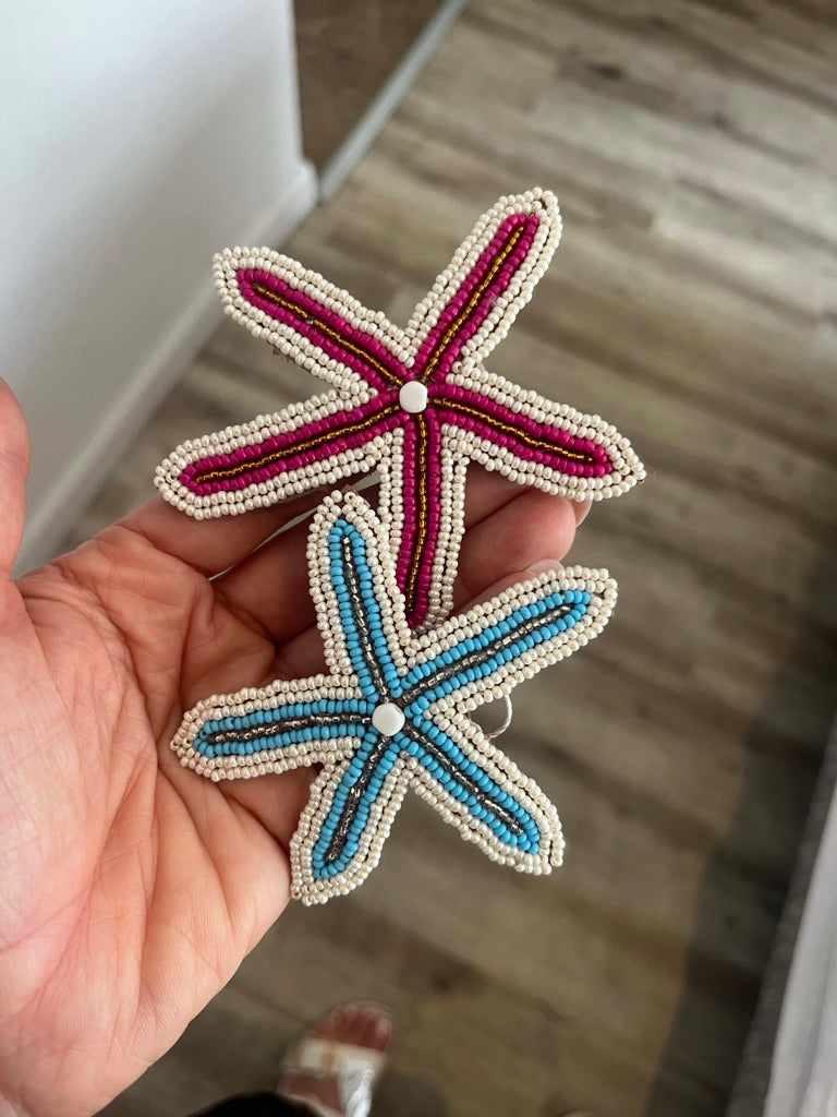 Custom Beaded Star Fish Brooches
