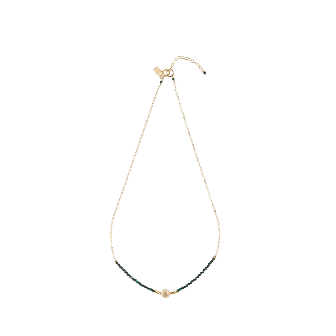 Pearl Malachite Necklace on Chain - MALACHITE/PEARL/GOLD