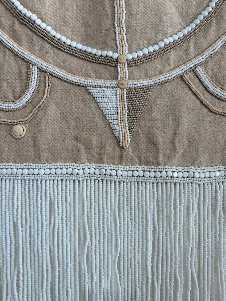 Raw Linen Beaded Wall Hanging
