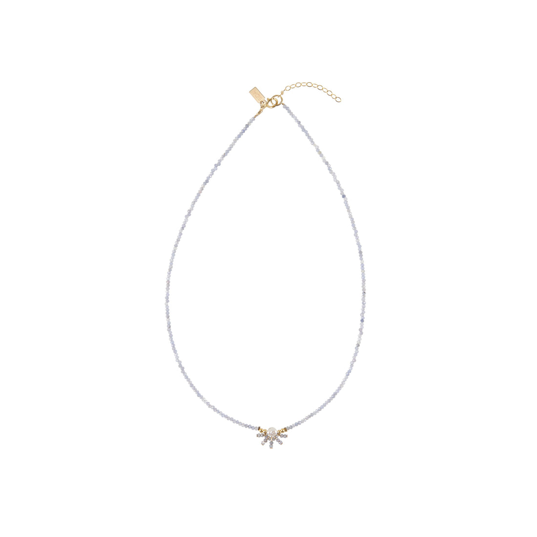 Starburst Tanzanite Necklace With Pearl - LAVENDER TANZANITE/PEARL/GOLD