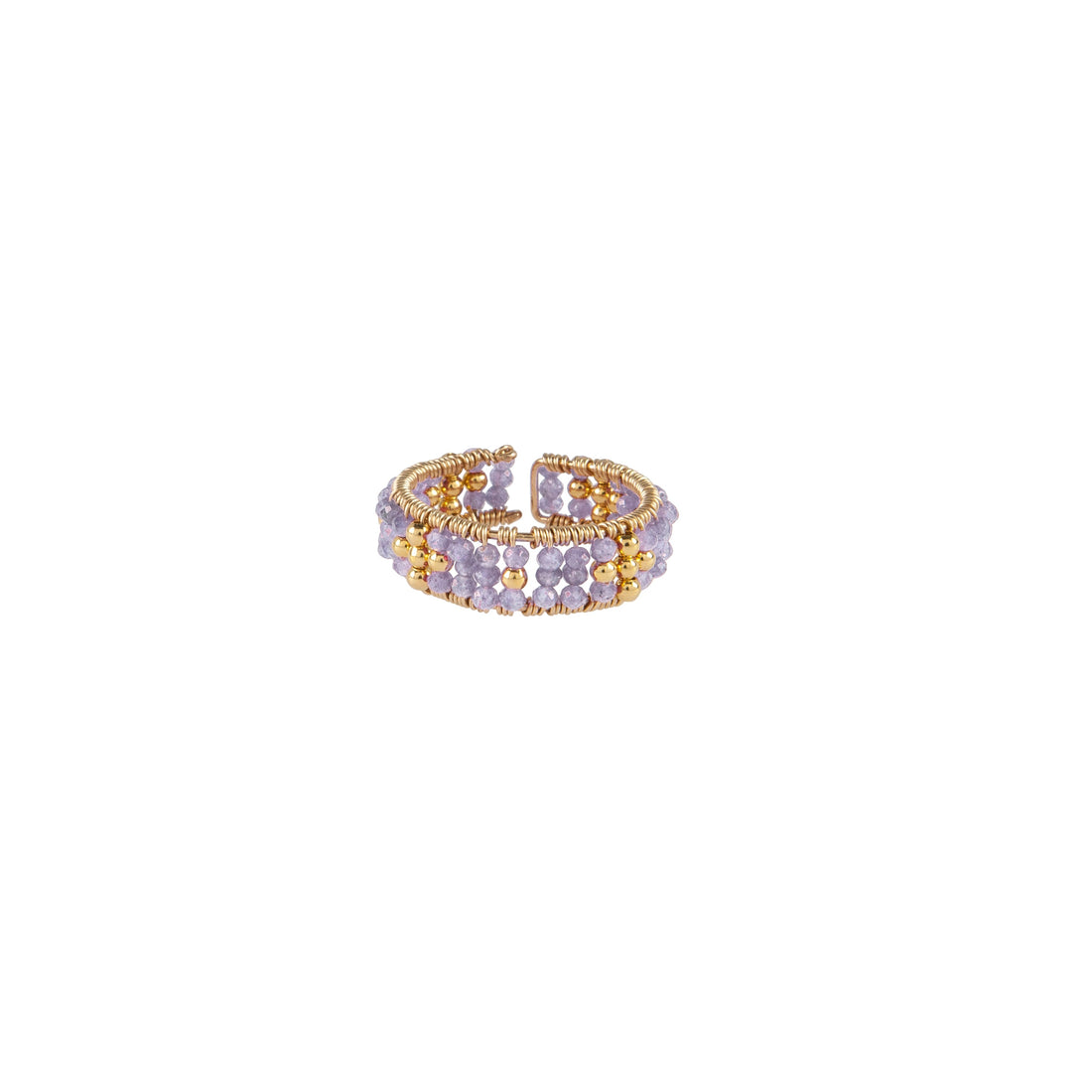 Tanzanite and gold woven ring 
