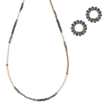 Utulivu Necklace & Circle Studs - BLUE