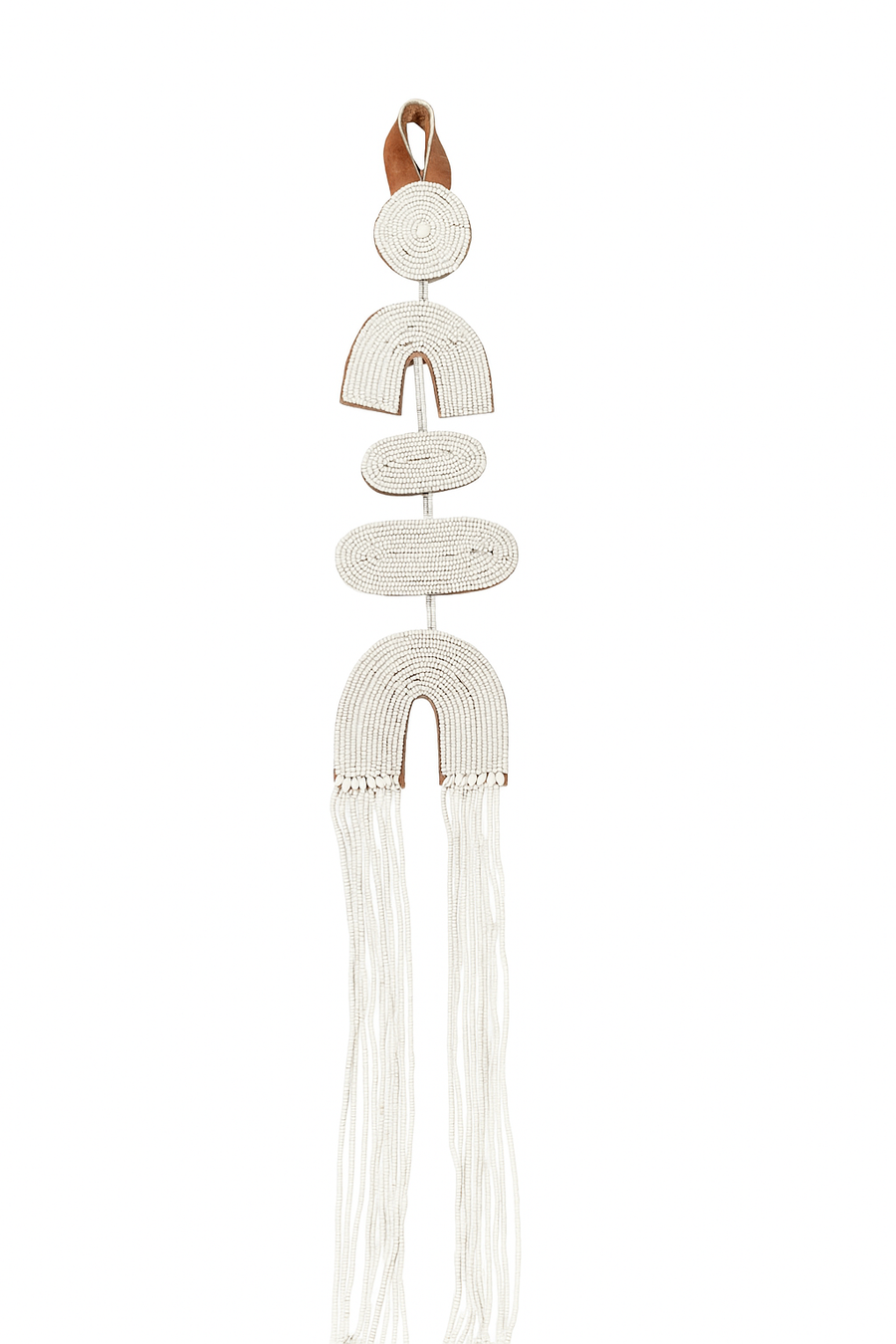 Bwashe Leather Wall hanging with Tassels - White