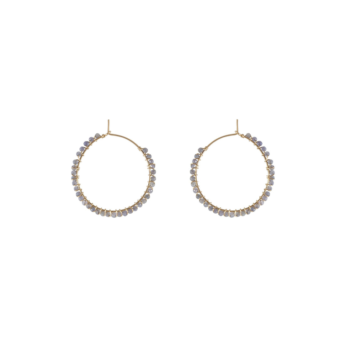 Large Tanzanite Wire Hoop Earrings - TANZANITE