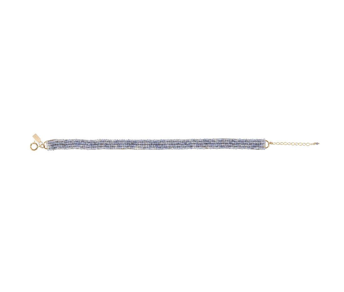 Leather Tanzanite Bracelet - LAVENDER TANZANITE/GOLD