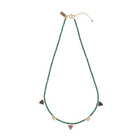 Dunia Malachite Gemstone Necklace & Ruby Studs