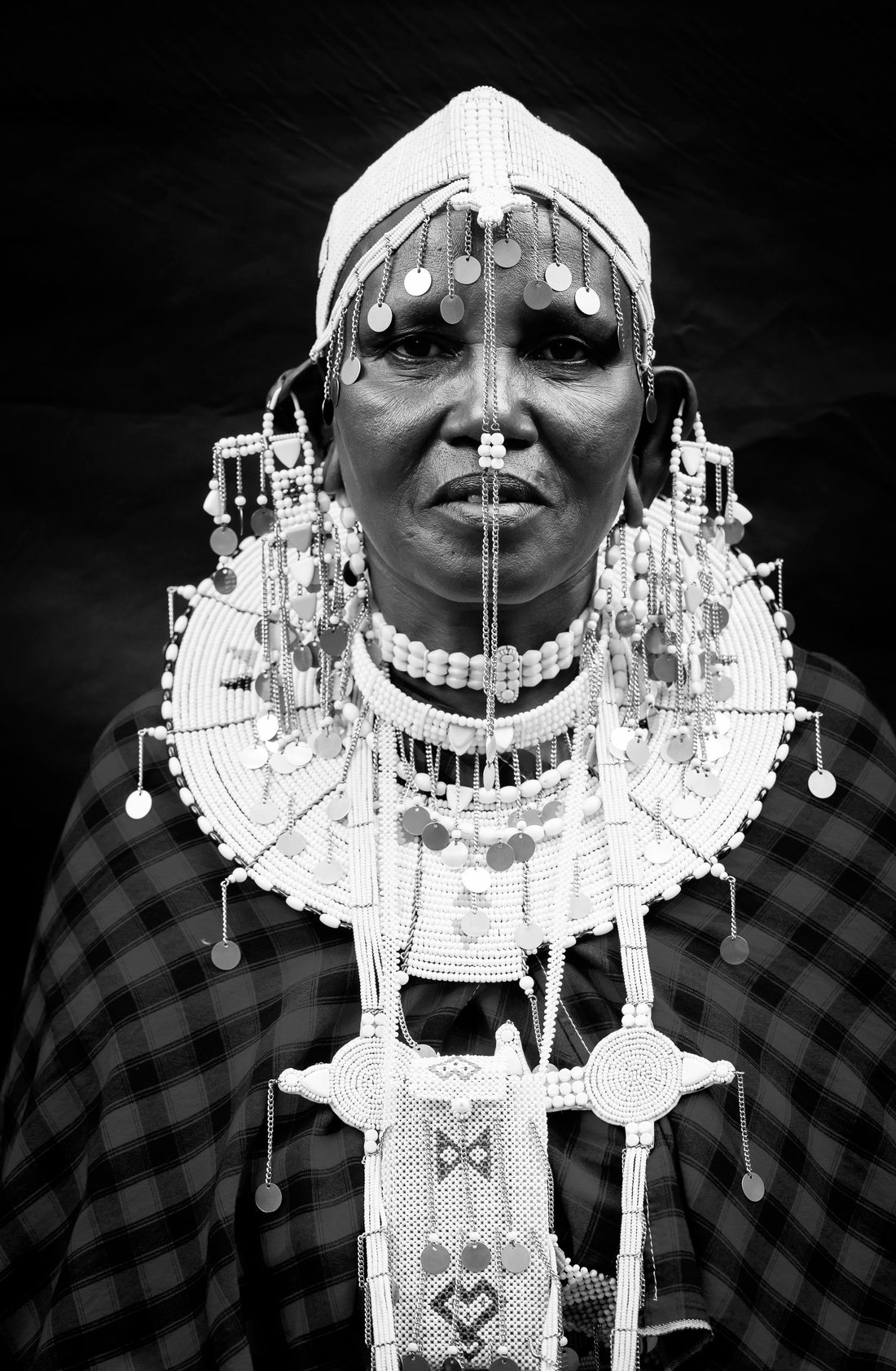 Long Traditional Maasai Earrings - WHITE
