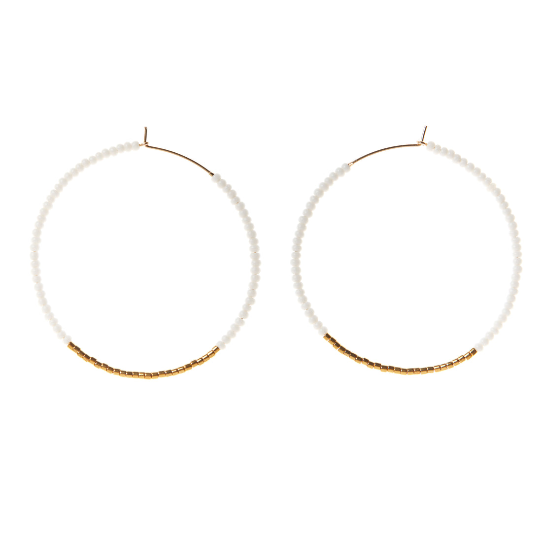 Classic Leather Cuff & Earring Hoops - WHITE