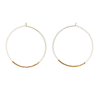 Classic Leather Cuff & Earring Hoops - WHITE