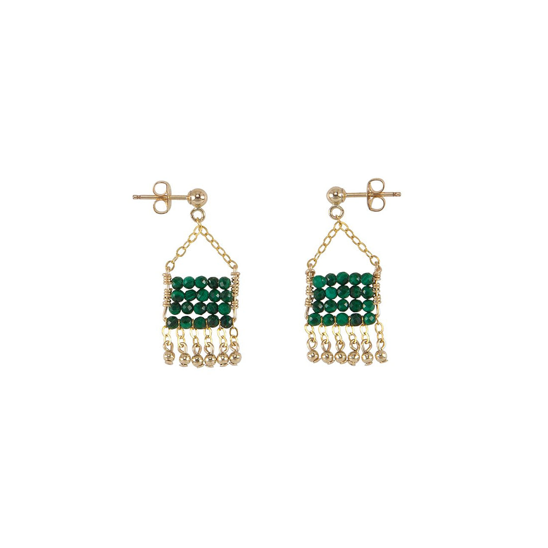 Mini Gemstone Olakira Earrings - MALACHITE