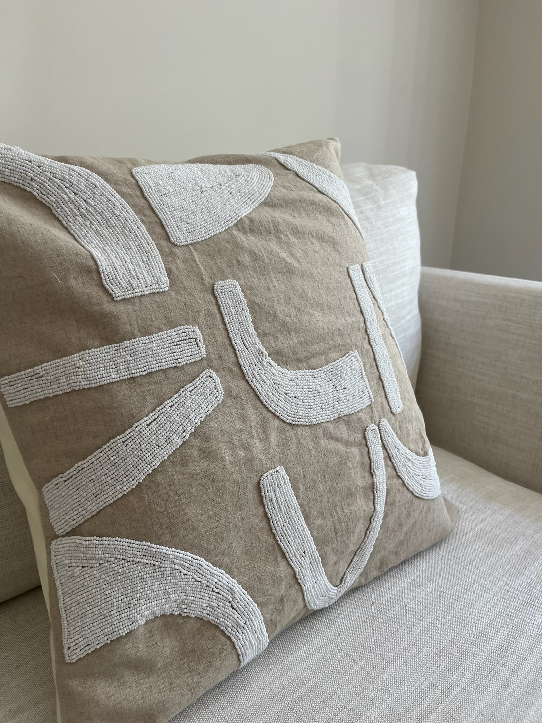 Custom Raw Linen Abstract Cushion