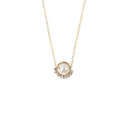 Pearl With Tanzanite Drops Chain Necklace - LAVENDER TANZANITE/PEARL/GOLD