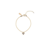 Simple Beaded Bracelet With Solo Tanzanite Triangle - PINK/TANZANITE