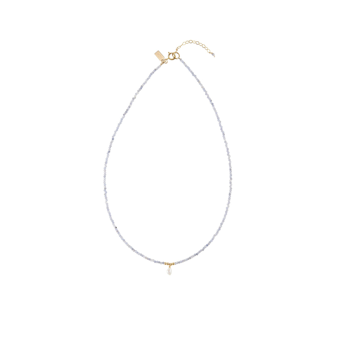 Simple Tanzanite Necklace With Pearl - LAVENDER TANZANITE/PEARL/GOLD