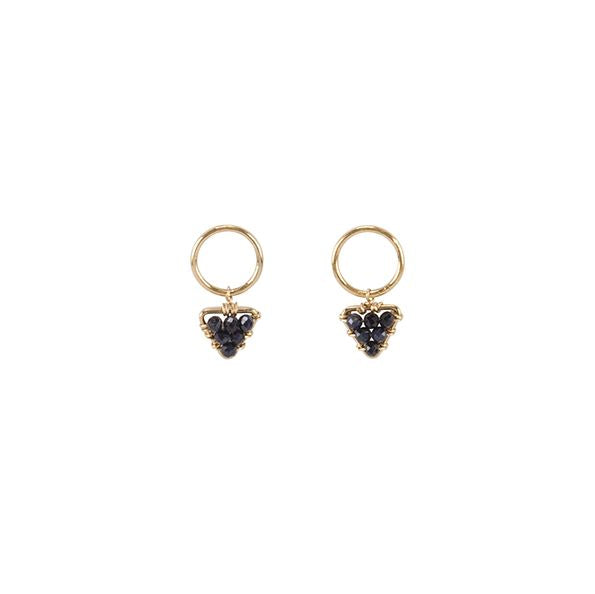 Mini Gemstone Circular Triangle Stud - BLUE SAPPHIRE