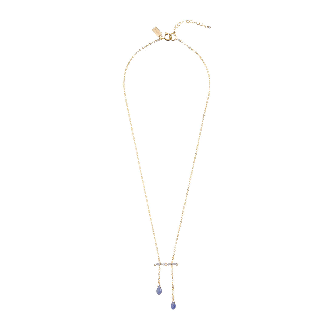 Double Drop Tanzanite Chain Necklace - LAVENDER TANZANITE/GOLD