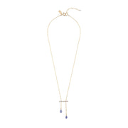 Double Drop Tanzanite Chain Necklace - LAVENDER TANZANITE/GOLD