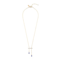 Double Drop Tanzanite Chain Necklace - LAVENDER TANZANITE/GOLD