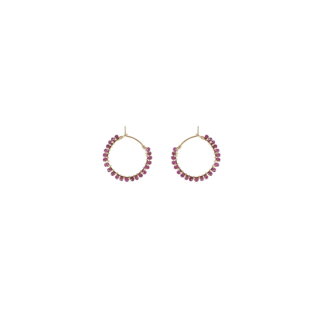 Small Ruby Hoop Earrings - RUBY/GOLD