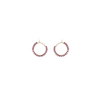 Small Ruby Hoop Earrings - RUBY/GOLD
