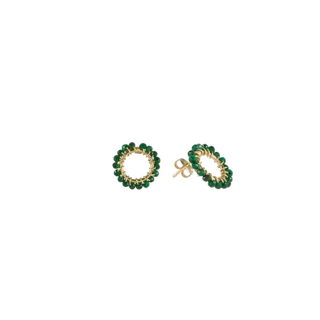 Mini Circle Malachite Earrings - MALACHITE/GOLD